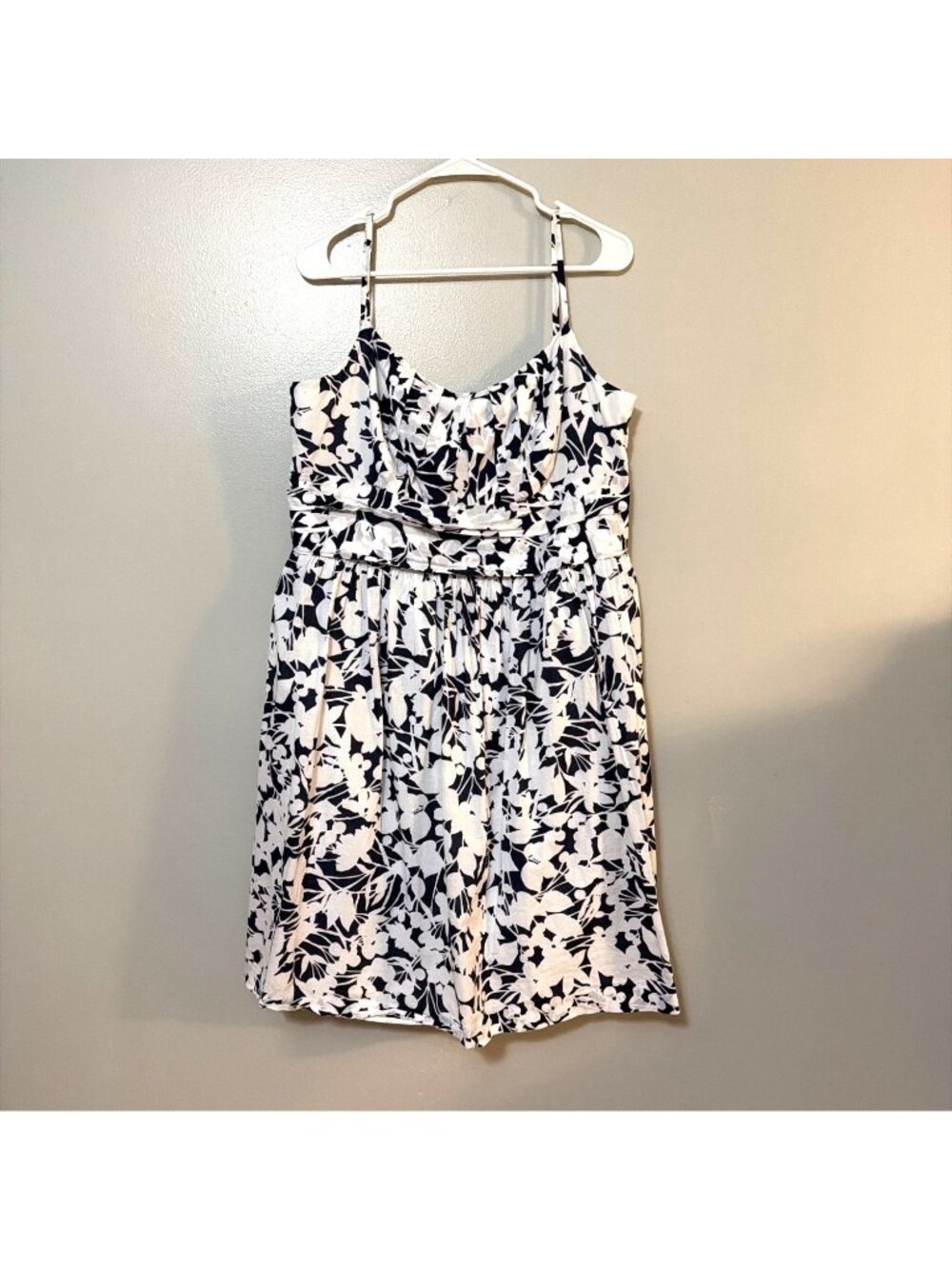 New York & Company Womens Floral Print Sleeveless Dress Size 16 Black & White